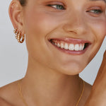 Load image into Gallery viewer, Crystal Pearl Midi Hoops
