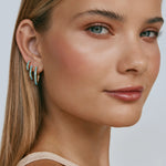 Load image into Gallery viewer, Blue Opal Crystal Huggies
