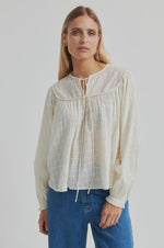 Load image into Gallery viewer, Mynthe Tie Collar Blouse - Tofu
