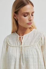 Load image into Gallery viewer, Mynthe Tie Collar Blouse - Tofu
