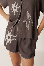 Load image into Gallery viewer, Embroidered Shirt - Charcaoal
