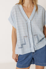 Load image into Gallery viewer, Lace Shirt - Cielo
