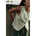 Load image into Gallery viewer, Basic Linen Vest - Agua/Blue
