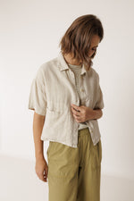 Load image into Gallery viewer, Crop Linen Shirt - Stone
