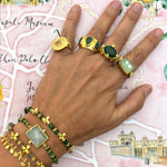 Load image into Gallery viewer, Saffron Green Adventurine and gold beaded bracelet

