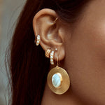 Load image into Gallery viewer, Crystal Pearl Midi Hoops
