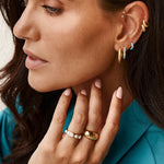 Load image into Gallery viewer, Blue Opal Crystal Midi Hoops
