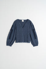 Load image into Gallery viewer, Embroidered Balloon Sleeve Blouse
