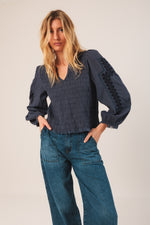 Load image into Gallery viewer, Embroidered Balloon Sleeve Blouse
