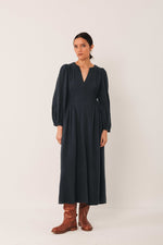 Load image into Gallery viewer, Crepe Cotton Dress - Navy

