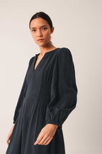 Load image into Gallery viewer, Crepe Cotton Dress - Navy
