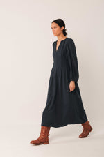 Load image into Gallery viewer, Crepe Cotton Dress - Navy
