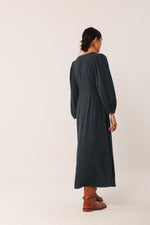 Load image into Gallery viewer, Crepe Cotton Dress - Navy
