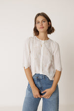 Load image into Gallery viewer, Boxy Shirt with Embroidery - White

