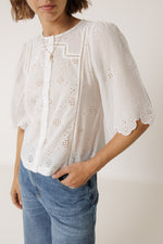 Load image into Gallery viewer, Boxy Shirt with Embroidery - White
