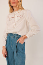 Load image into Gallery viewer, Embroidered Poplin Shirt - White
