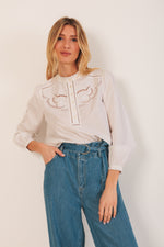 Load image into Gallery viewer, Embroidered Poplin Shirt - White
