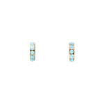Load image into Gallery viewer, Blue Opal Crystal Huggies
