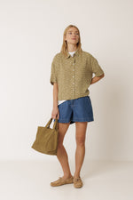 Load image into Gallery viewer, Oversize Block Print Shirt - Khaki
