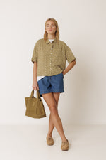 Load image into Gallery viewer, Oversize Block Print Shirt - Khaki
