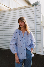 Load image into Gallery viewer, Pinstriped Cotton Embroidered Shirt
