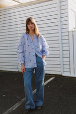 Load image into Gallery viewer, Pinstriped Cotton Embroidered Shirt
