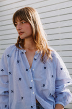 Load image into Gallery viewer, Pinstriped Cotton Embroidered Shirt
