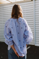 Load image into Gallery viewer, Pinstriped Cotton Embroidered Shirt
