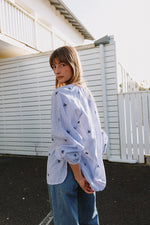 Load image into Gallery viewer, Pinstriped Cotton Embroidered Shirt
