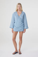 Load image into Gallery viewer, Amara Shirt Dress - Dusk Blue Stripe
