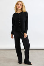Load image into Gallery viewer, Reversible Button Cardigan - Black
