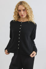 Load image into Gallery viewer, Reversible Button Cardigan - Black
