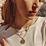 Load image into Gallery viewer, Green Agate Midi Hoops
