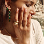 Load image into Gallery viewer, Green Agate Midi Hoops
