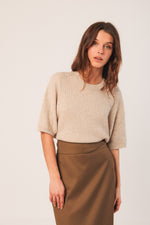 Load image into Gallery viewer, Short Sleeve Cable Knit Sweater
