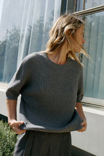 Load image into Gallery viewer, Short Sleeve Cable Knit Sweater
