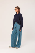 Load image into Gallery viewer, Cotton Cable Knit Cardigan - Navy
