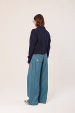 Load image into Gallery viewer, Cotton Cable Knit Cardigan - Navy

