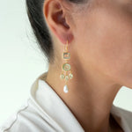 Load image into Gallery viewer, Purani Earrings with Amethyst, Prehnite &amp; Pearl
