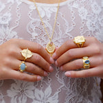 Load image into Gallery viewer, Atlas Ring with Milky Aquamarine &amp; Tourmaline
