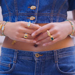 Load image into Gallery viewer, Saffron Green Adventurine and gold beaded bracelet
