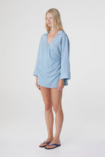 Load image into Gallery viewer, Amara Shirt Dress - Dusk Blue Stripe
