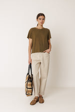 Load image into Gallery viewer, Cropped Ribbed Shirt - Khaki
