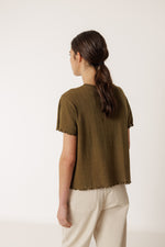 Load image into Gallery viewer, Cropped Ribbed Shirt - Khaki
