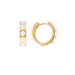 Load image into Gallery viewer, Crystal Pearl Midi Hoops
