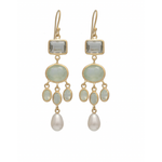 Load image into Gallery viewer, Purani Earrings with Amethyst, Prehnite &amp; Pearl
