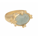 Load image into Gallery viewer, Atlas Ring with Milky Aquamarine &amp; Tourmaline
