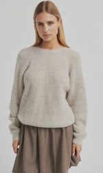 Load image into Gallery viewer, Flare Twist Back Knit - Light Beige Melange
