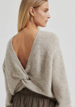 Load image into Gallery viewer, Flare Twist Back Knit - Light Beige Melange
