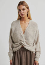Load image into Gallery viewer, Flare Twist Back Knit - Light Beige Melange
